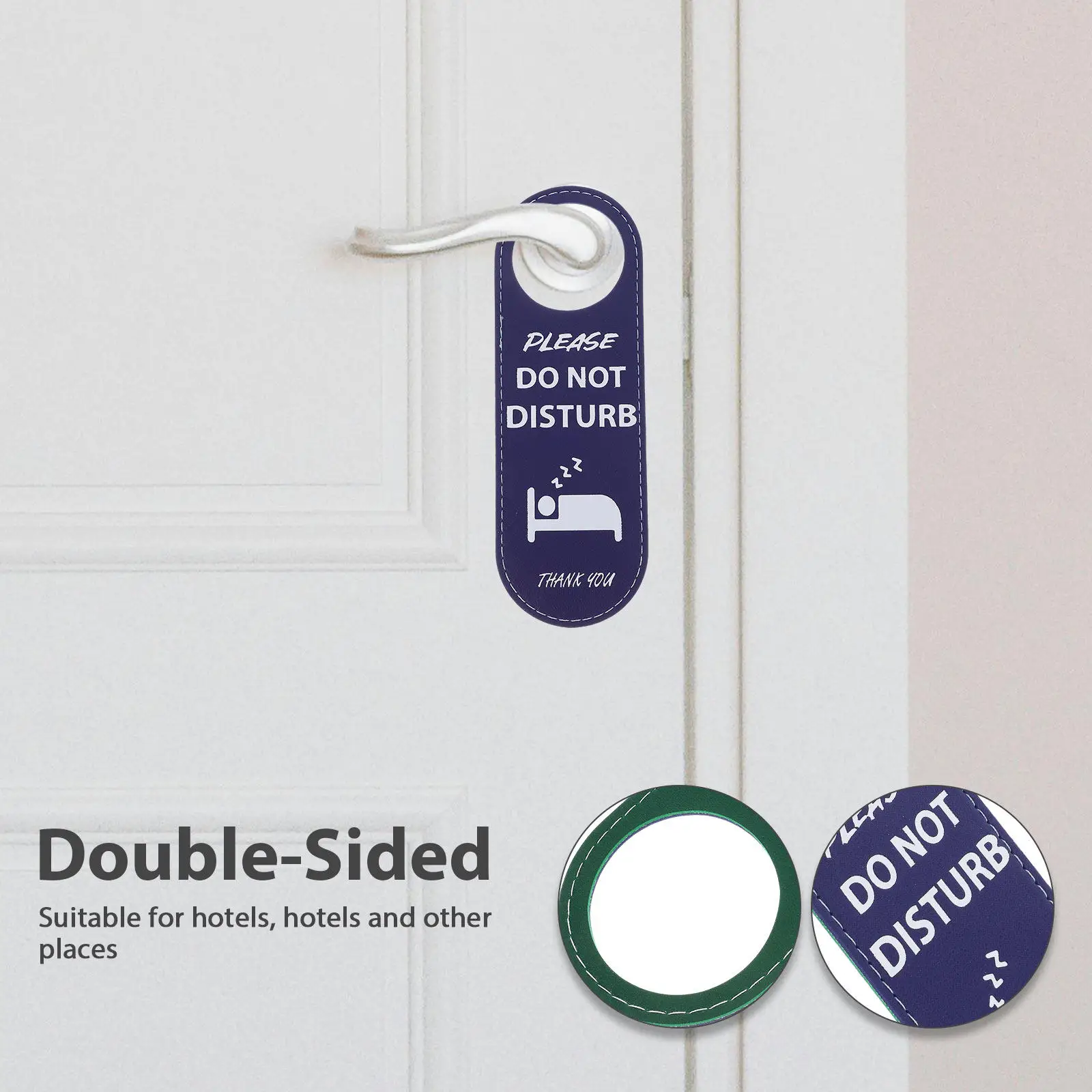 Privacy Door Sign Hotel Hanger Double-sided Reversible Not Disturb Please Make Up Room PU Hanging Knob