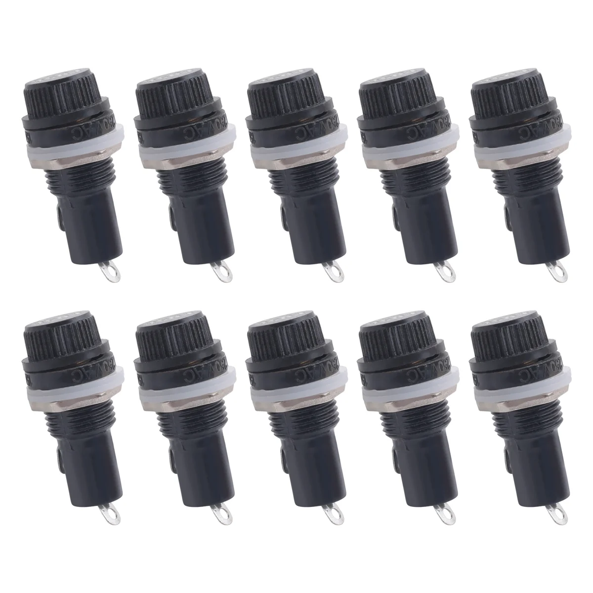 SCLS 10Pcs 10A AC 250V 5mm x 20mm 패널 장착 플라스틱 퓨즈 홀더 소켓