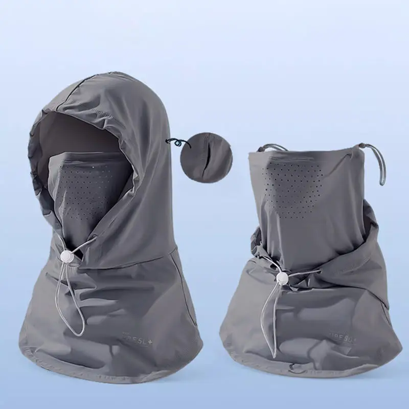 Novo verão anti-uv protetor solar chapéu com máscara xale respirável gelo seda pulôver boné cabeça envoltório unisex praia boné para esportes ao ar livre