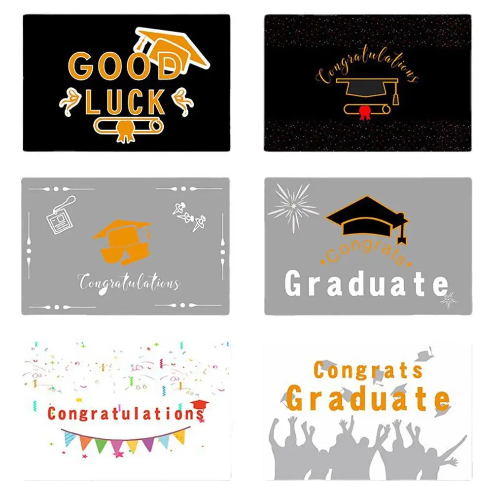 6 Sets Greeting Card 250g White Cardboard Delicate School Presents Party Supplies Graduation Season Creative Gifts Exquisite