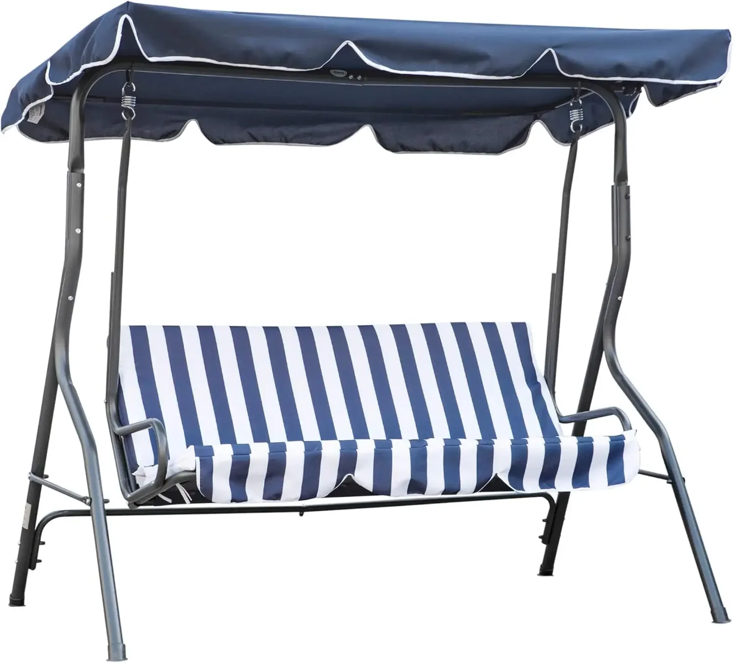 

3-Person Porch Swing with Canopy, Patio Swing Chair, Outdoor Canopy Swing Bench with Adjustable Shade, Cushion