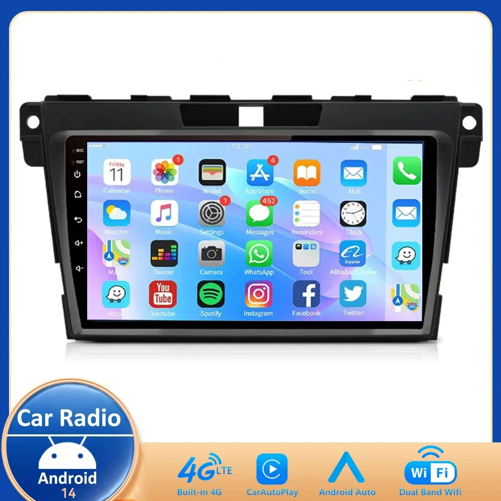 

Беспроводная Автомагнитола CarPlay Android для Mazda CX-7 CX7 2008 2009 2010 2011-2015 4G Автомобильный мультимедийный GPS-навигатор 2din Авторадио