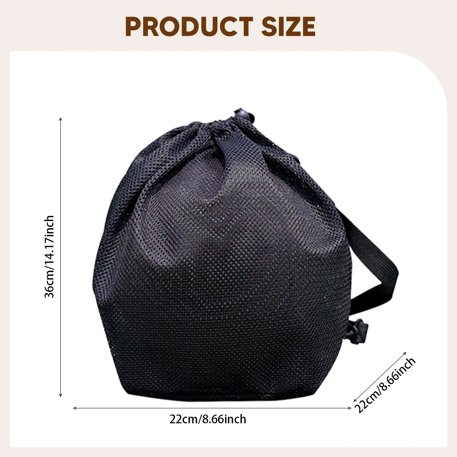 Sports Ball Storage Bag Mesh Drawstring Basketball Shoulder Crossbody Equipment Holder for Outdoor Travel