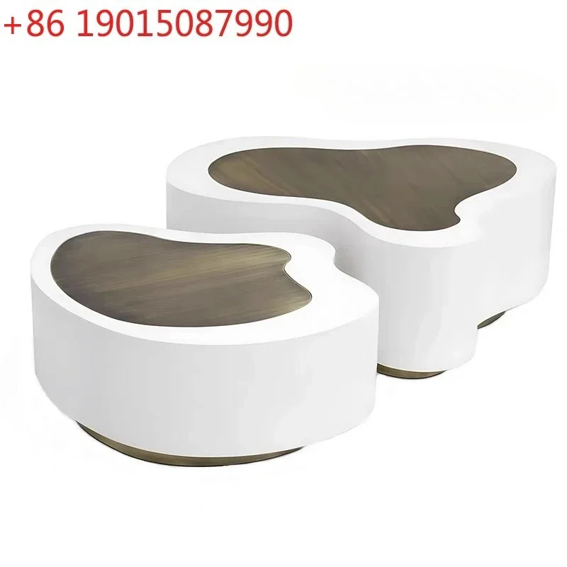 Light luxury modern simple stainless steel special-shaped coffee table combination   creative glass tempered tea table
