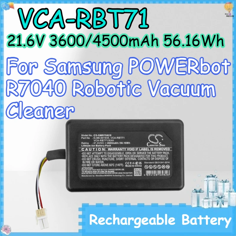 

VCA-RBT71 21.6V 3600/4500mAh 56.16Wh Rechargeable Batteries for Samsung POWERbot R7040 Robotic Vacuum Cleaner