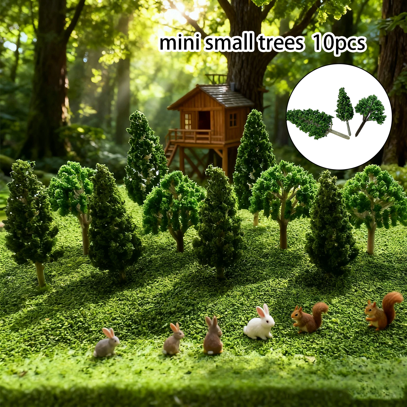 10Pcs Mixed Miniature Model Trees Fake Plant Diorama Supplies for Train Architecture Building Landscape DIY Crafts