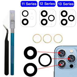 Back Camera Glass For iPhone 11 12 13 Mini Pro Max X XR XS Max Rear Camera Lens Cover With Adhesive And Repair Tools Replacement