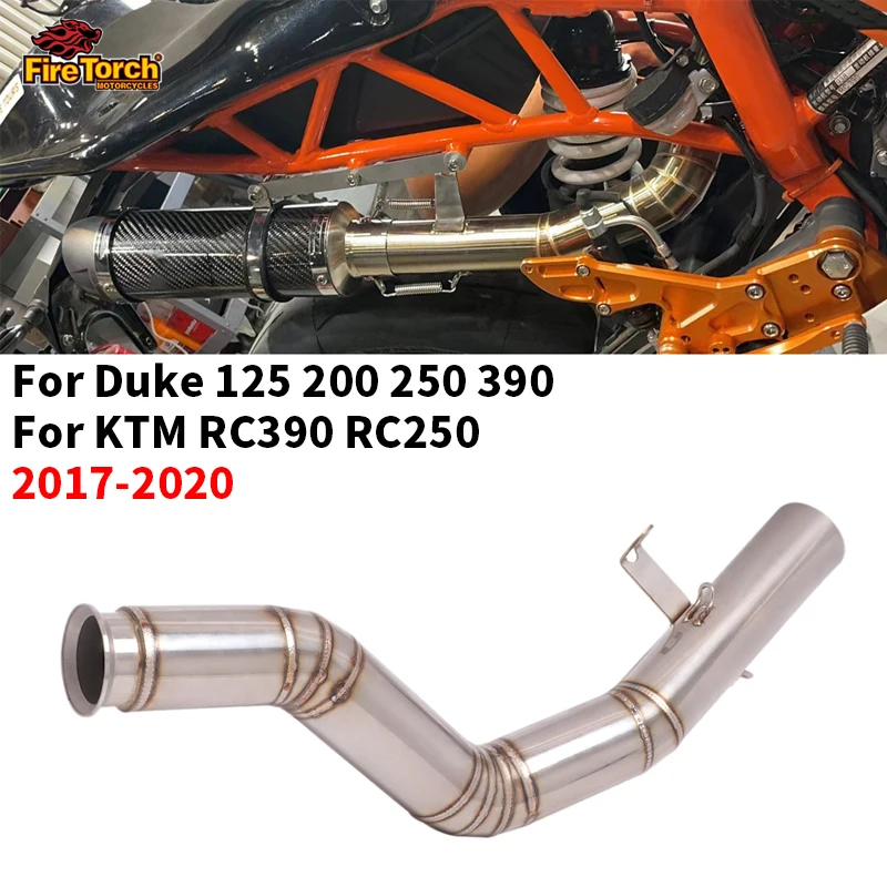 Slip On for Ktm Duke 390 250 200 125 Rc390 Rc250 2017-2020 Modified Motorcycle Exhaust Mid Link Pipe Tube Muffler Escape Moto