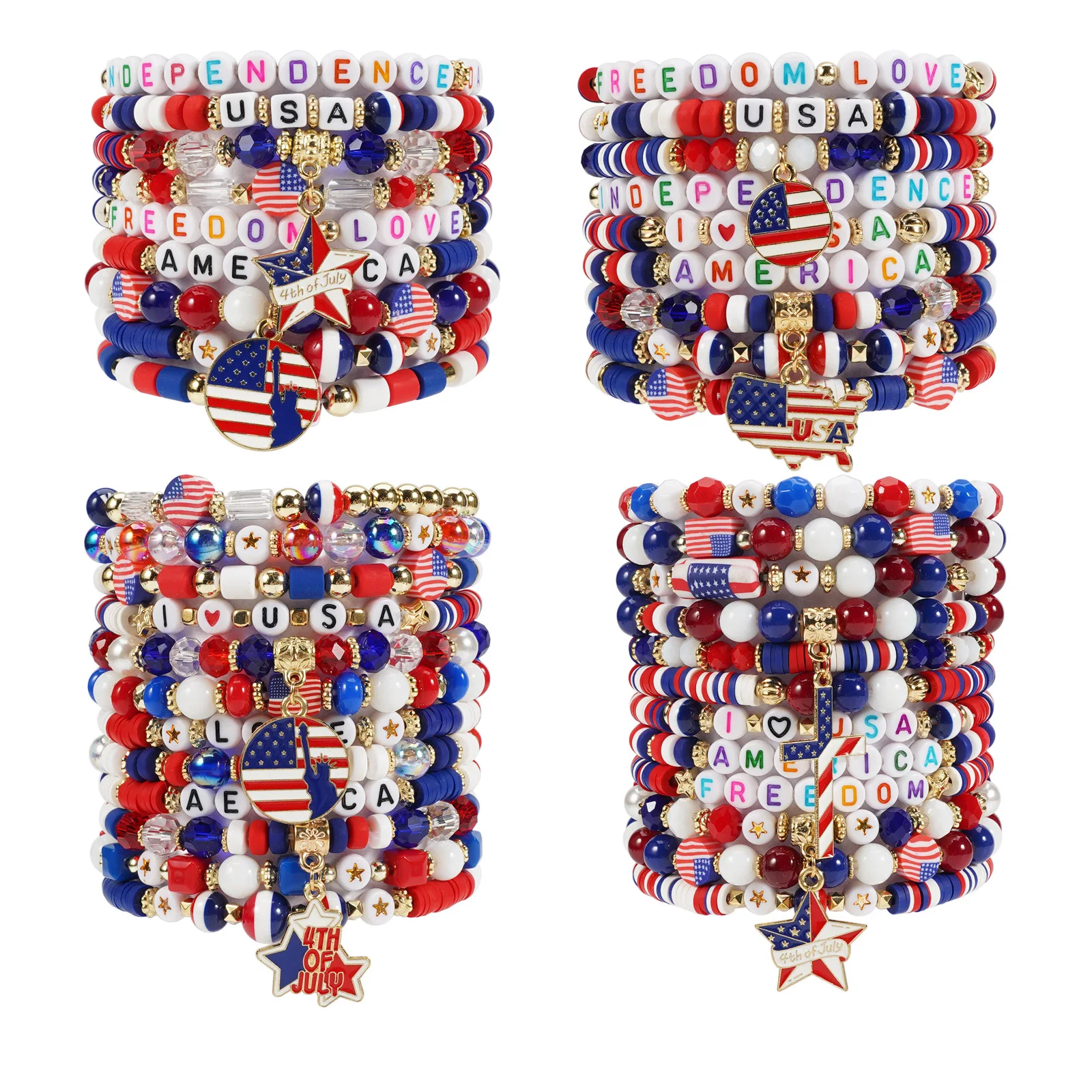 USA Independence Day Patriotic Bracelet for USA Flag Theme, Memorial Day & Veterans Day Jewelry, Adjustable Woven Rope