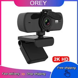 Webcam 2K Full HD 1080P caméra Web Autofocus avec Microphone caméra Web USB pour ordinateur portable Mac ordinateur de bureau YouTube Webcamera appareil photo