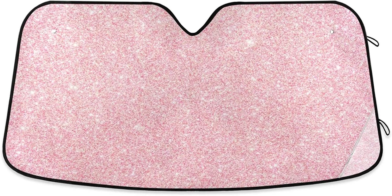 Blueangle Car Windshield Sunshade Pink Glitter Texture Front Auto Sun Shield Shade Visor Vehicle Accessories