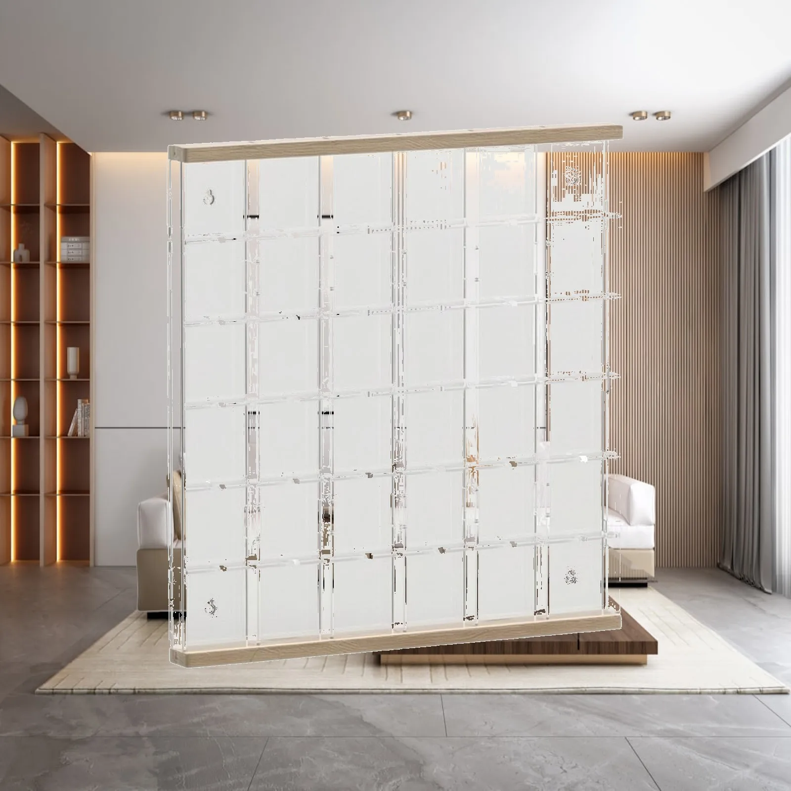 Acrylic Display Case with Wood Trim Wall Hanging Clear Organizer Box for Badges Cards Stickers Collectible Showcase Storage