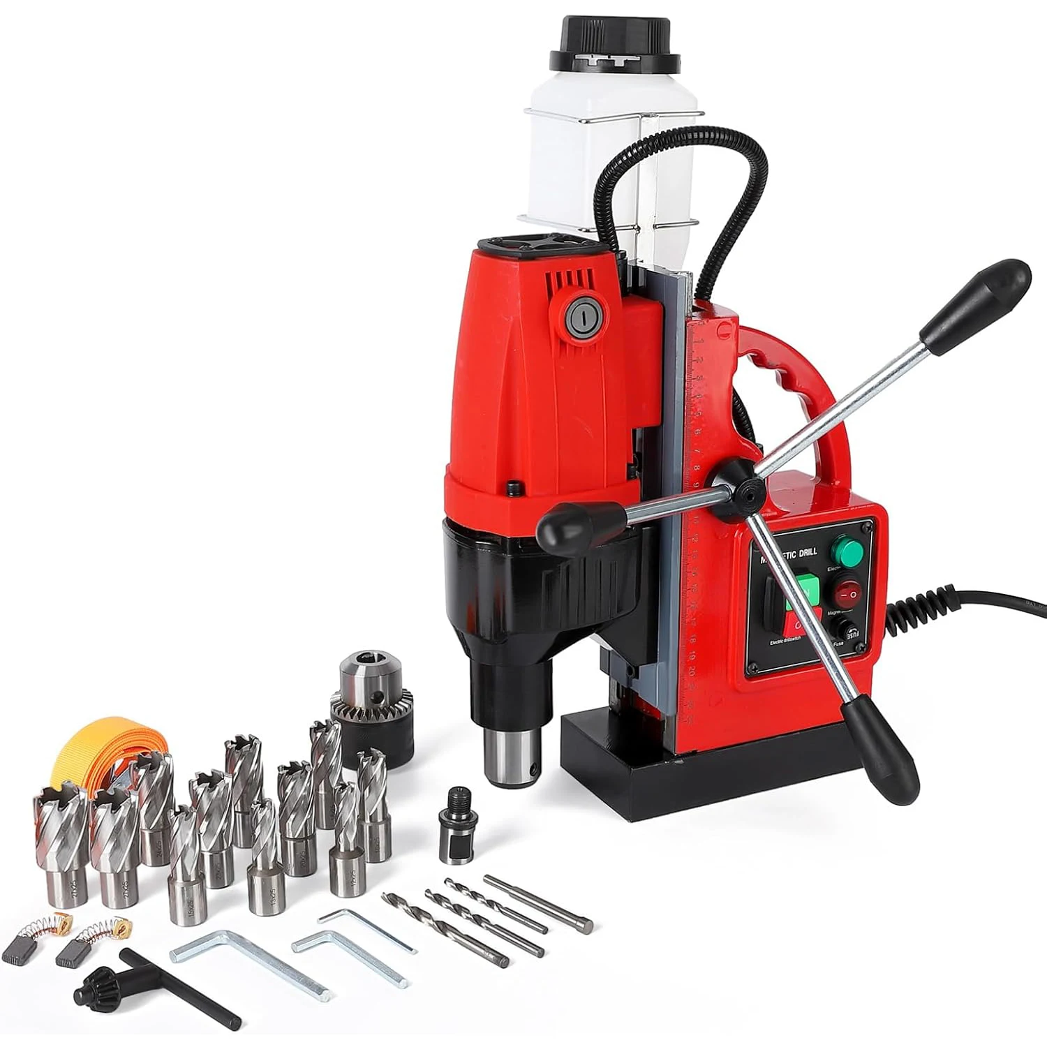 1300W 810 RPM Magnetic Drill Press, 1.6 Inch Boring Diameter, 40 Dual Track,110V Portable Magnetic Drill With 11Pcs Drill Bits