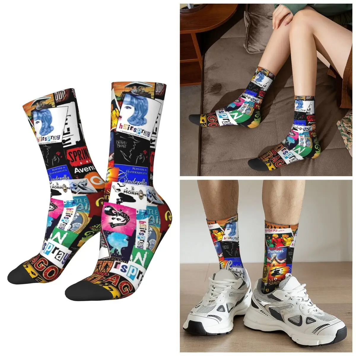 

Всесезонные музыкалы Collage II, оригинальные носки, носки в стиле Харадзюку, модные чулки для мужчин и женщин, подарки
