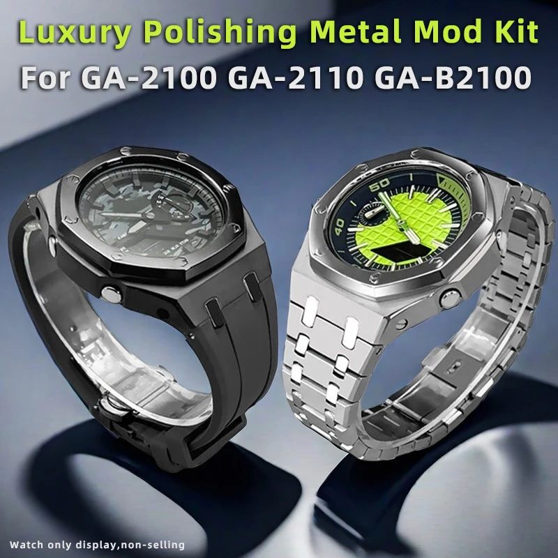 

Luxury Polishing Metal Mod Kit for Casio G-SHOCK GA-2100 GA-2110 GA-B2100 Watchband and case Stainless Steel Bracelet Bezel