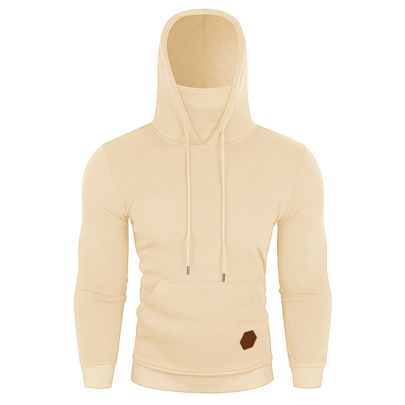 Mens Gym Hoodie Long Sleeve with Mask Sweatshirt Hoodies Casual Splice Large Open-Forked Male Clothing Mask Button Sports Hooded