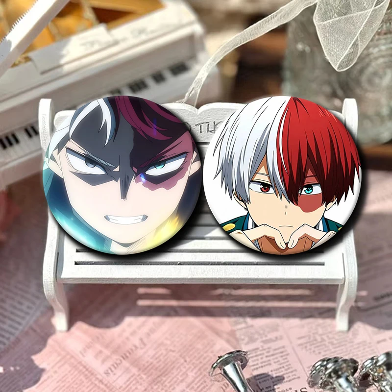 58mm Cartoon Character Shoto Todoroki Soft Button Pin Hero Anime Brooch Creative Badge for Backpack Clothes Decoration Gift