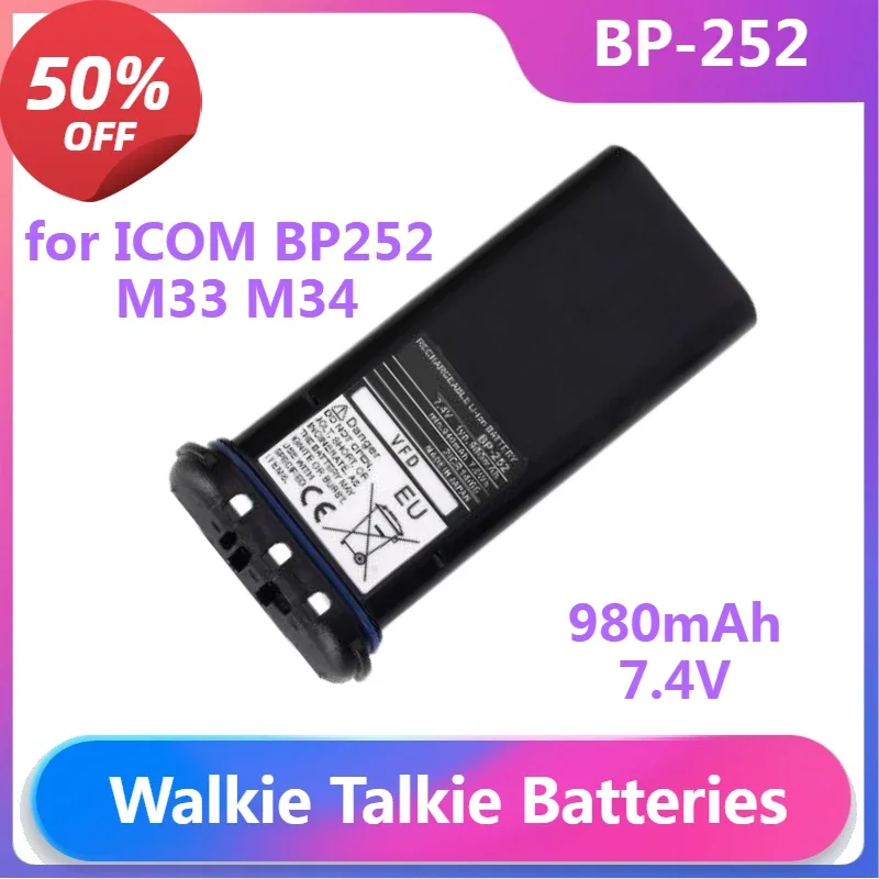 

BP-252 Battery for ICOM BP252 M33 M34 M36 Replace BP241 Radio Battery Walkie Talkie Battery Walkie Talkie Accessories