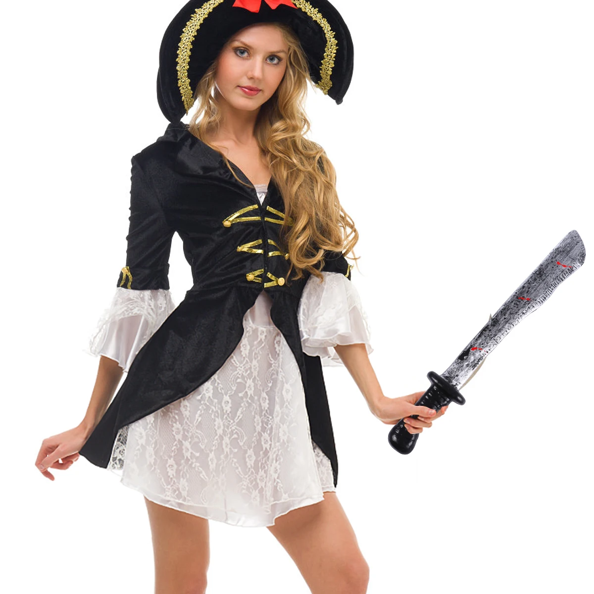 

1pc Plastic Knife Prop Halloween Bloody Realistic Blood Stain Design For Costume Party Masquerade Decor Butcher Prop