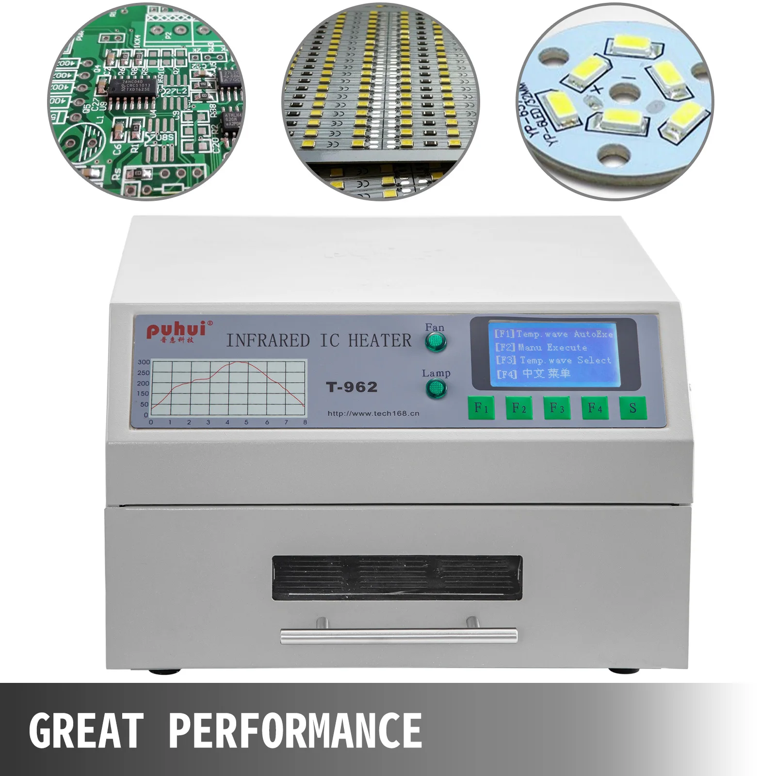 VEVOR T962 Desktop Reflow forno saldatrice 800W infrarossi IC riscaldatore saldatura PCB Board BGA SMD SMT stazione di rilavorazione 180x235mm