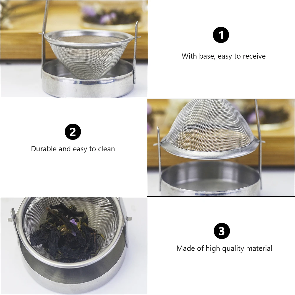 

Creative Stainless Steel Strainer Reusable Tea Leaf Filter With Stand Tea Accessories Infuser Set Kitchen Barware