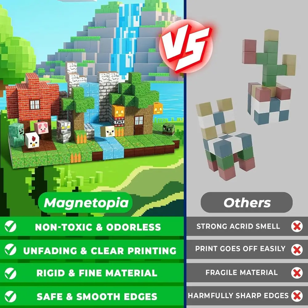 Conjunto de blocos de construção magnéticos – 300 peças para crianças de 3 anos ou mais, presente ideal para meninos e meninas, brinquedos de construção magnéticos para criativo