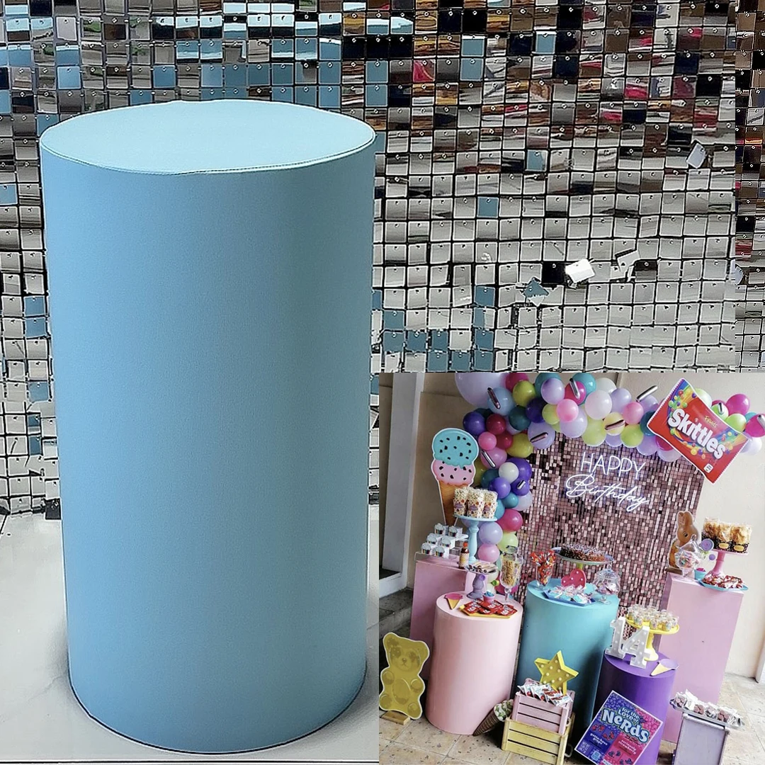 

Light Green Cylinder Covers Stretchy Pedestal Cover Birthday Baby Shower Desserts Tablecloth Props HP-2226