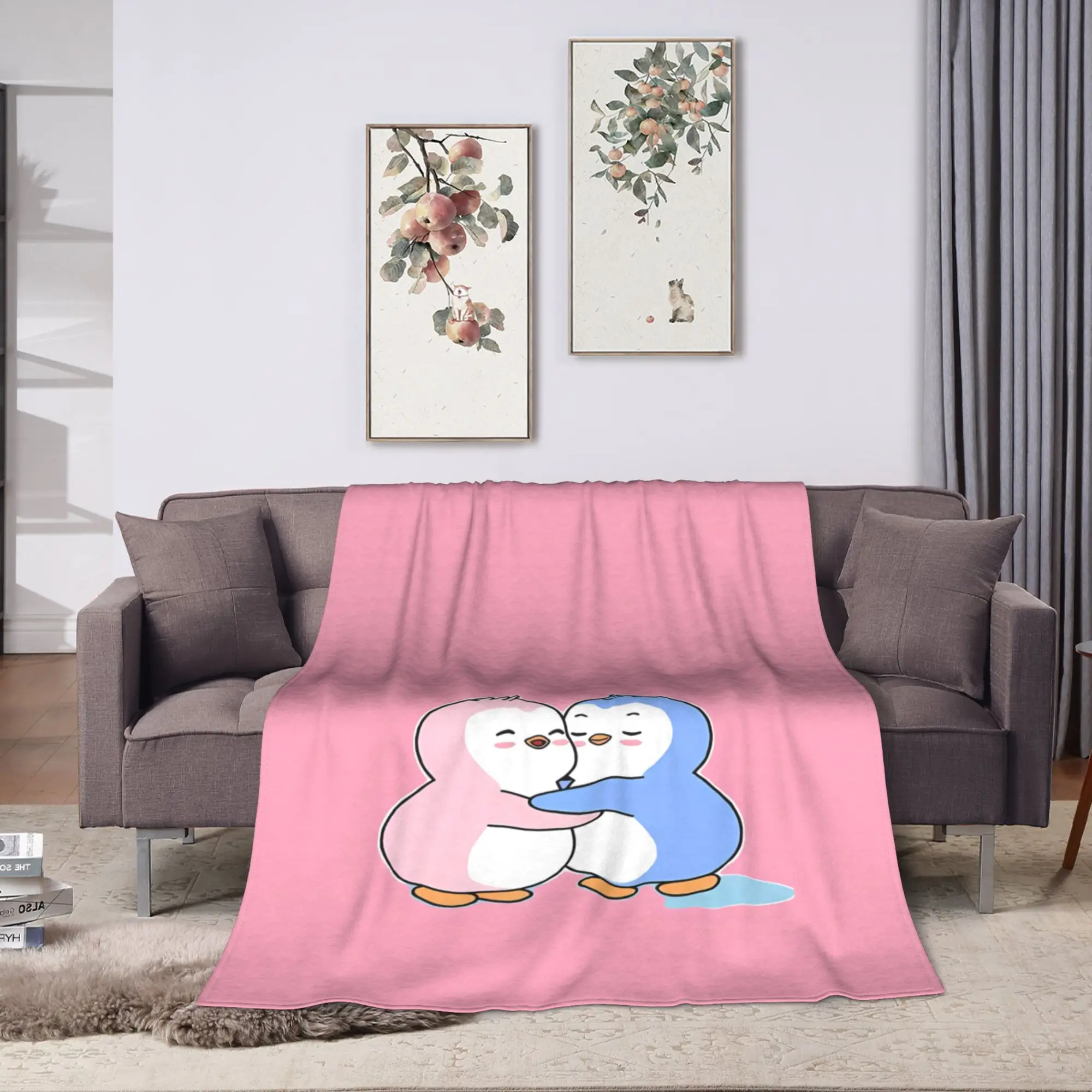Soft Blankets Child Decorative P-Pudgy Penguin Throw Blanket  Flannel Bedspread For Couch Bed Aesthetic Sofa Bed Cover