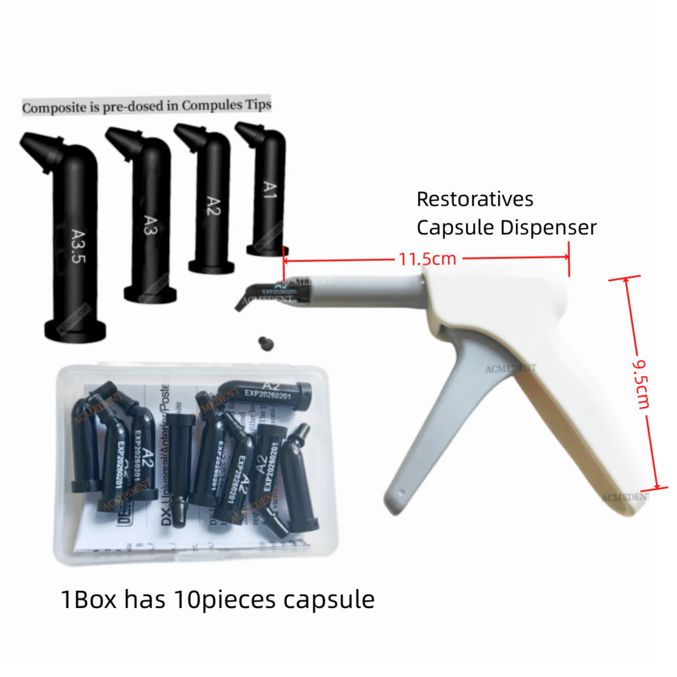 

1 Box Dental Composite Resin Capsules Unidose Dispenser Gun Applier Fits GC Fuji 3M