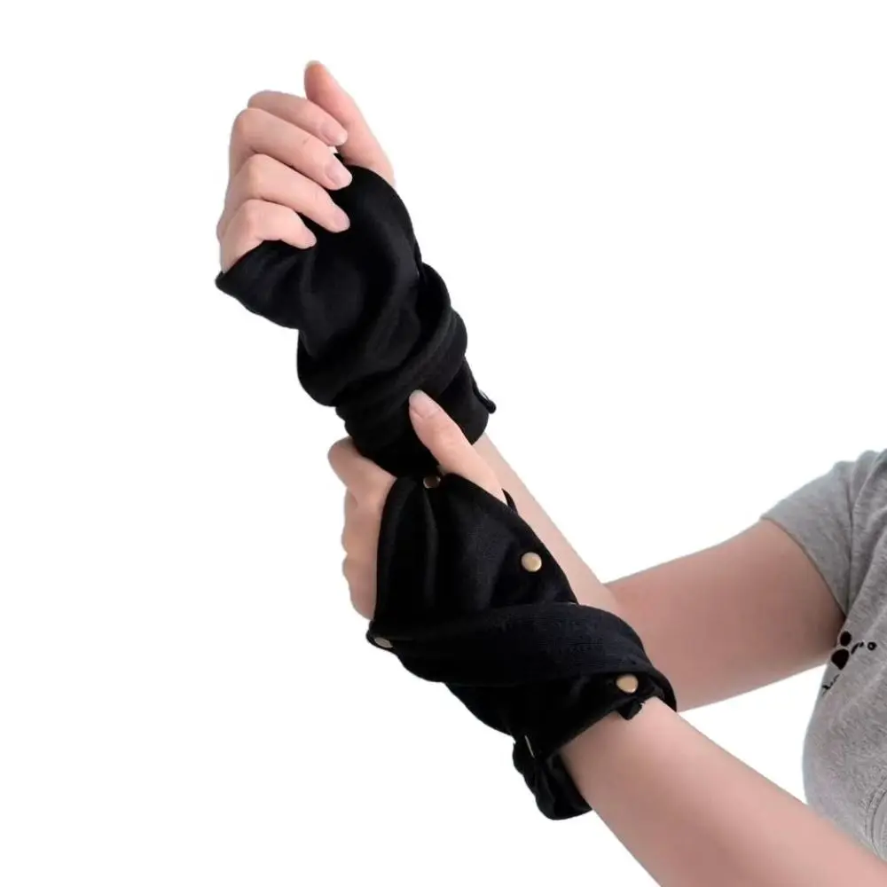 Snap-Button Closure Half Finger Gloves Decorative Design Unisex Street Dance Gloves Breathable Warm Hip Hop Gloves For Couple
