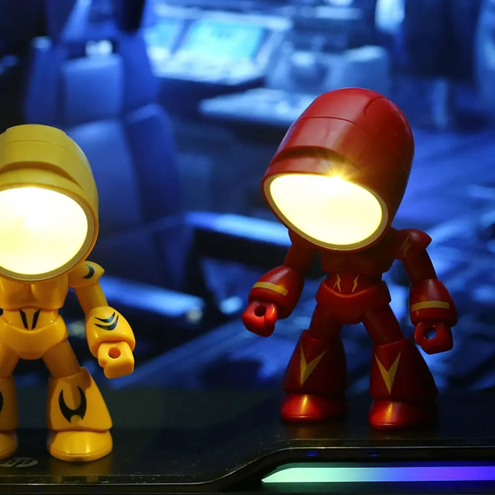

2Pcs NightLightOrnaments KidsStudentsBedsideVintageLED RobotLampDeskWarmAngleAdjustableSafeEyeProtectionCreative BedroomDorm