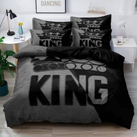 Gray And Black King 3D Print Bedding Set Comfortable Breathable Duvet Cover King Queen Twin Single Size Bithday Gift Room Decor