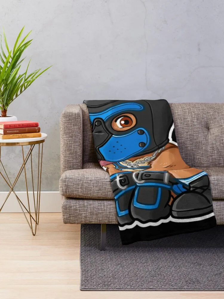 PLAYFUL PUPPY - BLUE MASK - BEARZOO SERIES Throw Blanket