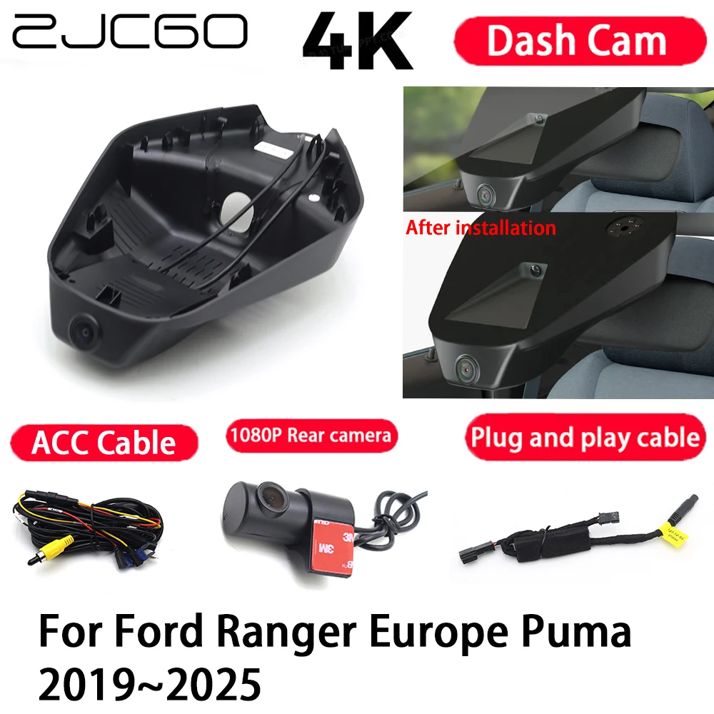 

Car Camera 4K Plug and Play Dash Cam Video Recorder Night Vision for Ford Ranger Europe Puma 2019-2025