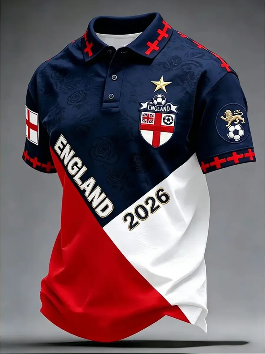 2026 Edition Women's England Fan Football Polo Shirt - 3D Print - Fashionable and Comfortable - Suitable for Both Men and Women