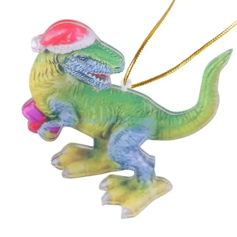 N5KC Hanging Dinosaur in Christmas Hat Christmas Tree Ornaments Holiday Décor