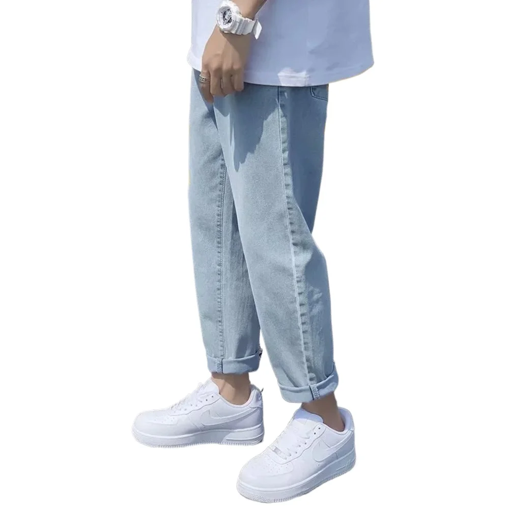 Estate nuovi Jeans larghi da uomo pantaloni maschili Design semplice alta qualità accogliente tutto-fiammifero studenti pantaloni Casual dritti in Denim quotidiano