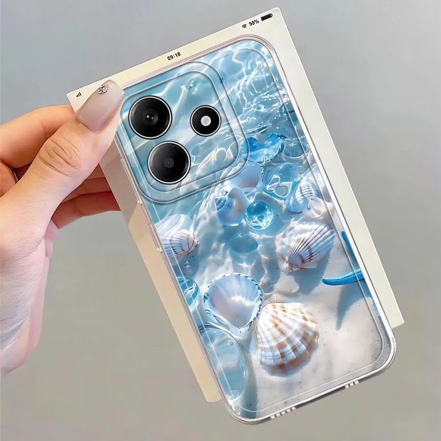 Casing Penutup Ponsel Lembut untuk Xiaomi Redmi Note 13C 9 9S 10S 14 Pro Plus 13 11S 11 A4 12S 12 14C Cangkang Bawah Air Warna-warni