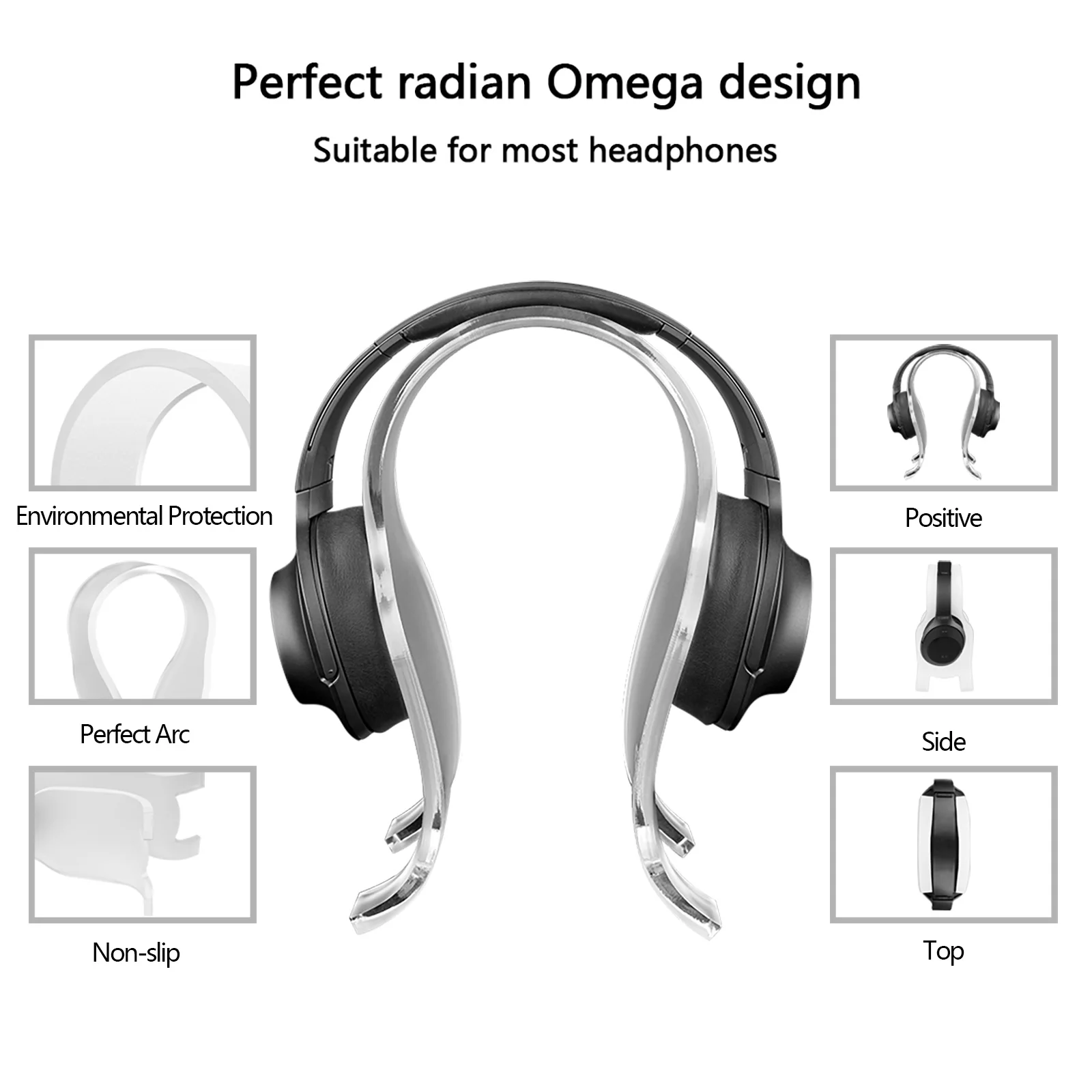 Geekria Frosted Omega Headphone Stand for Over-Ear Headphone, Gaming Headset Stand, Desk Display Hanger, Compatible with Sony