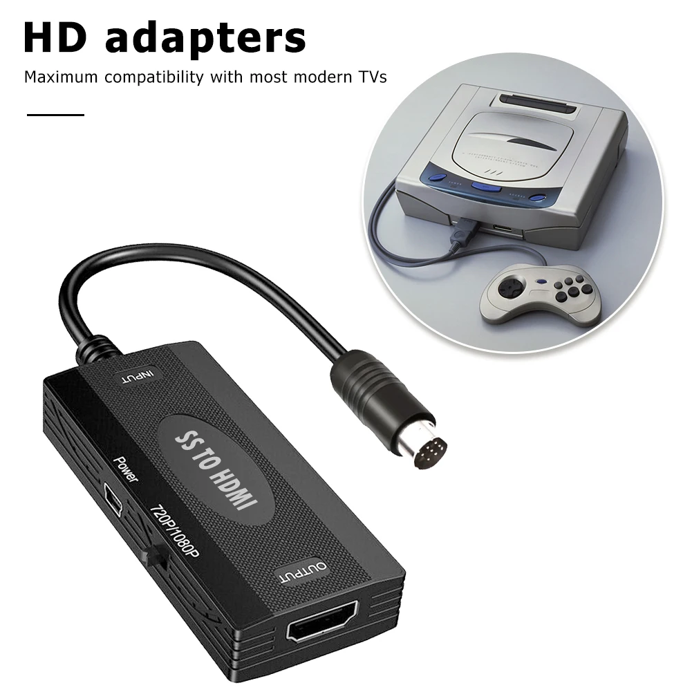 Professional SS to HDMI-Compatible Adapter for Sega Saturn Game Console HD TV Converter Kit with USB Cable Gaming Accessories