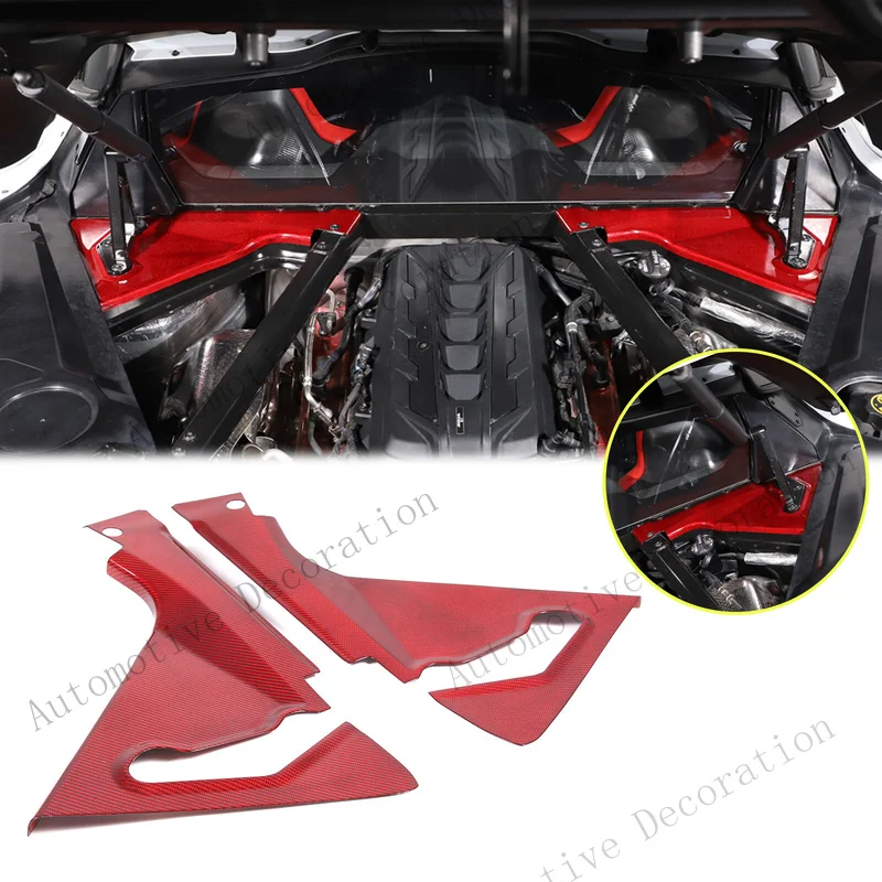Z+ Red Real Carbon fiber Front Hood Lift Support Corner Cover For Corvette C8 20-26