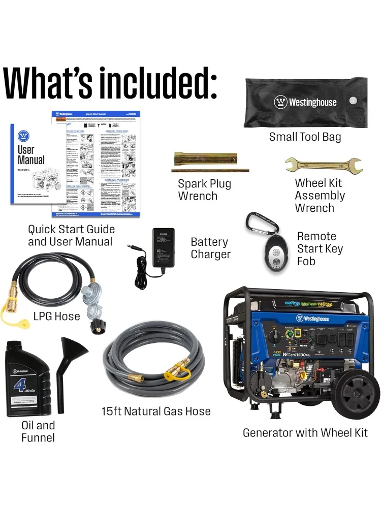 Outdoor Power Equipment 14500 Peak Watt Tri-Fuel Home Backup Portable Generator, Remote Electric Start Natural Gas Powered