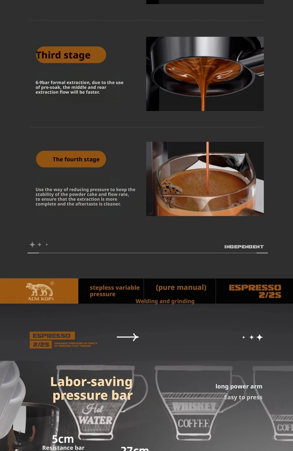NW1 NW2 Variable Pressure Manual Espresso Machine 51/58mm Bottomless Portafilter