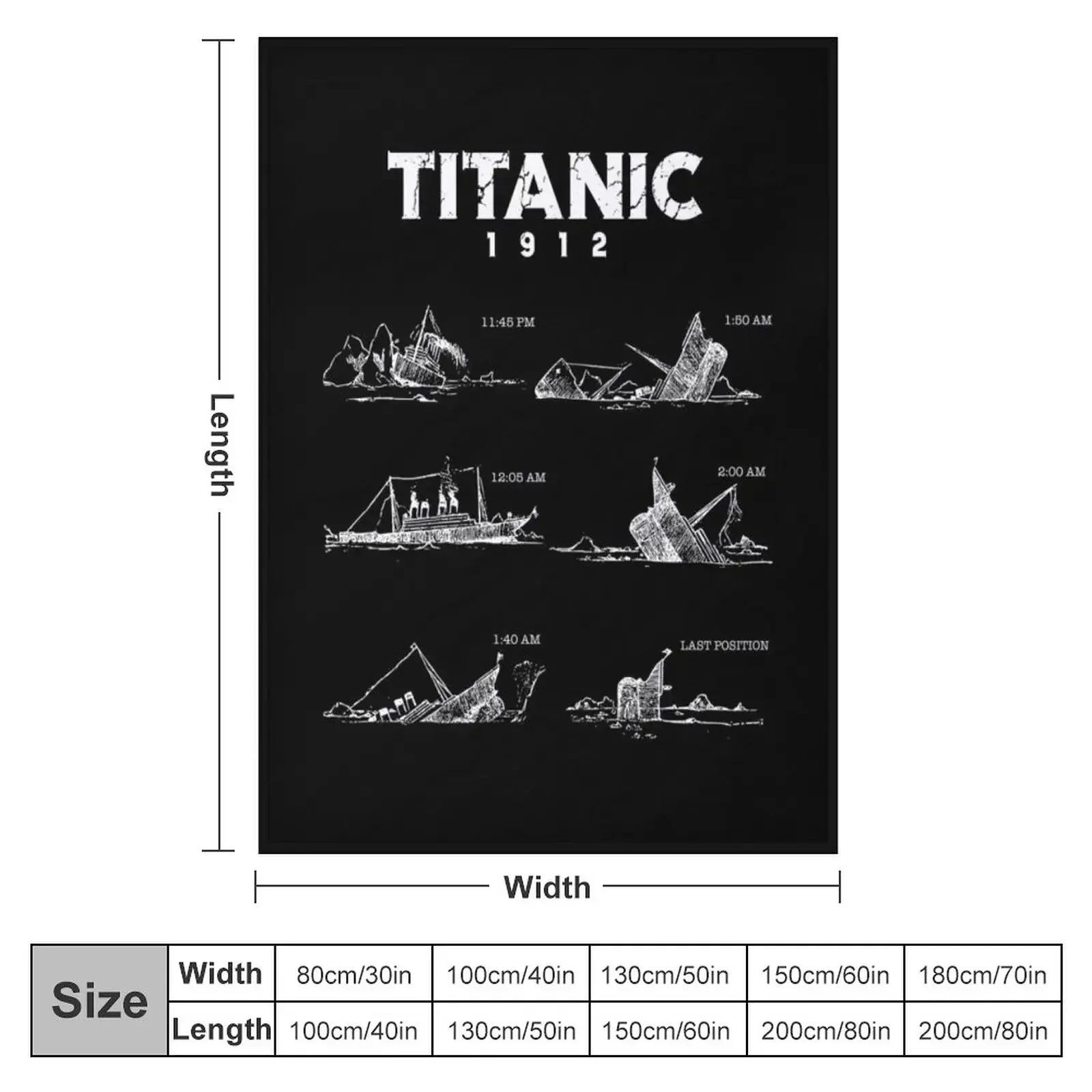 SinkingTitanic Ship 1912 Atlantic Ocean Sea Disaster Throw Blanket couch cozy soft plush fuzzy picnic outdoor blanket