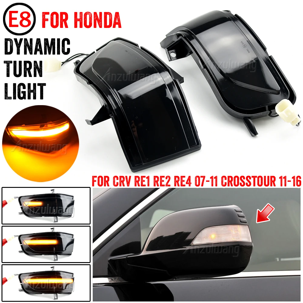 

Scroll Dynamic Turn Signal Mirror Light LED Side Repeater Lamp For Honda CRV CR-V 2007 2008 2009 2010 2011 Crosstour 2012-2016