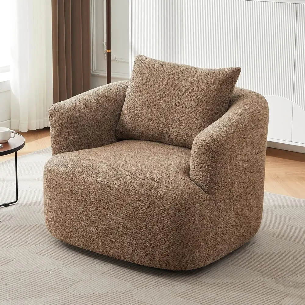 

ern Cozy Chenille 360 ° Поворотное кресло-софа с декоративной подушкой, 38,2-дюймовое мягкое кресло-бочонок для отдыха с глубоким сиденьем