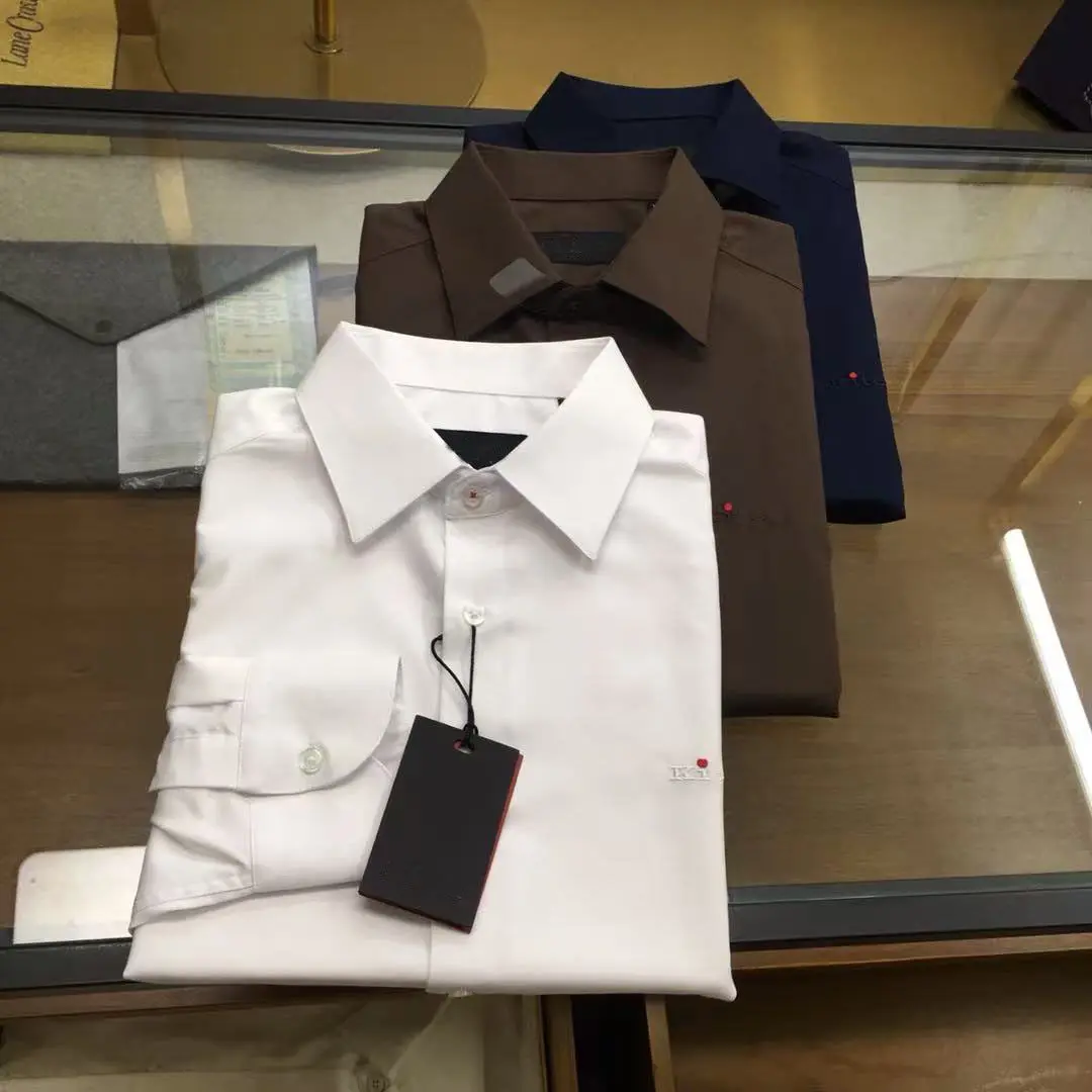 

Italian spring and summer new old money Fengshi long-sleeved shirt fashion embroidery business high-end solid color shirt