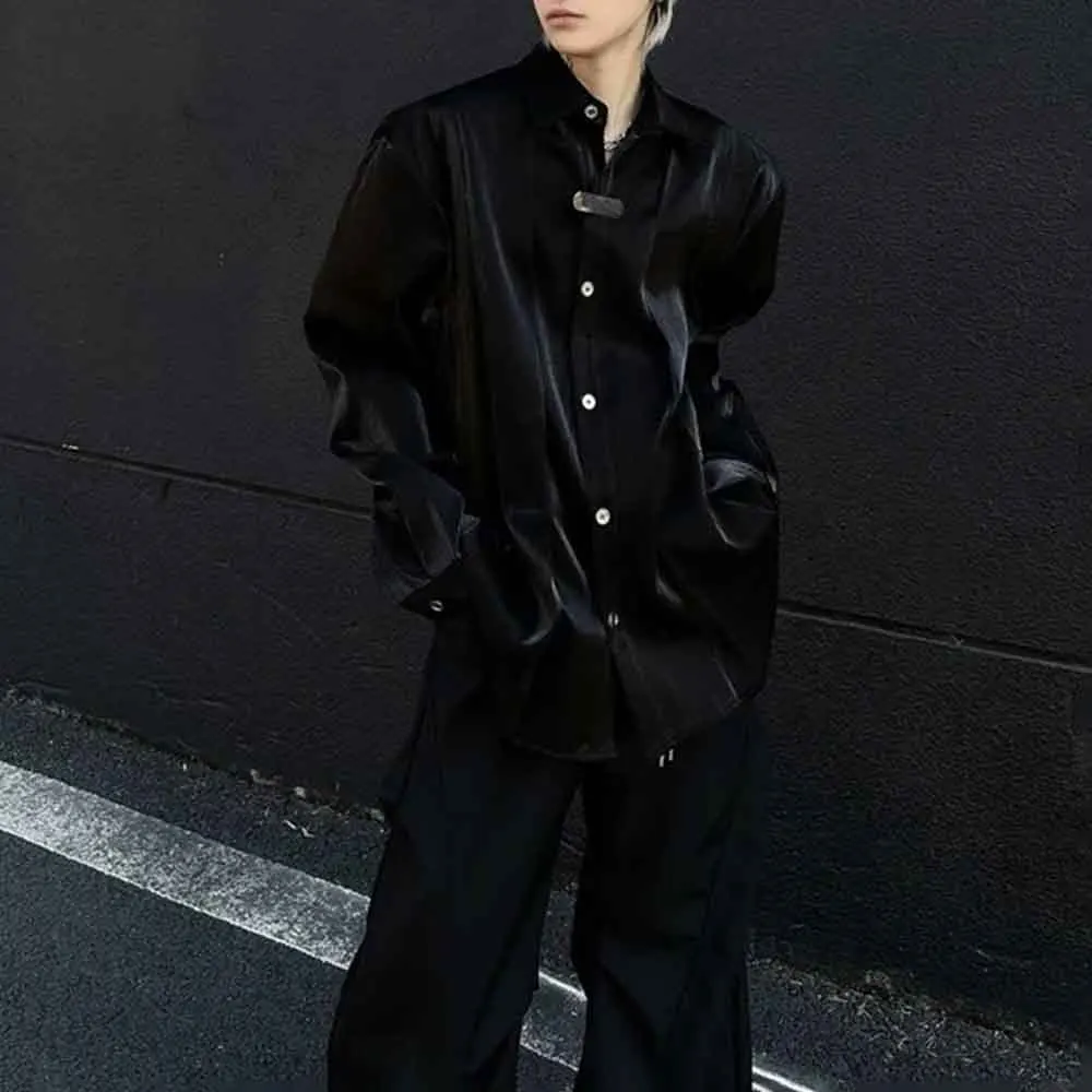 

Autumn New Men's Solid Color Long-Sleeved Shirt American Retro Fashion Trend High Street Loose Casual Niche Men's Tops 2025