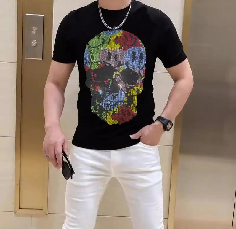 

Брендовые облегающие футболки Diamond Plein ali Homme, мужская уличная одежда с короткими рукавами, мужская одежда