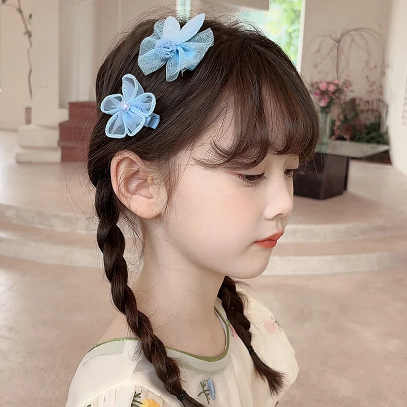 8Pcs/Set Girls Flower Bow Hair Clips Children Hairpins Lace Mesh Hair Clip Sweet Cute Princess Barrettes Baby Hair Accessories